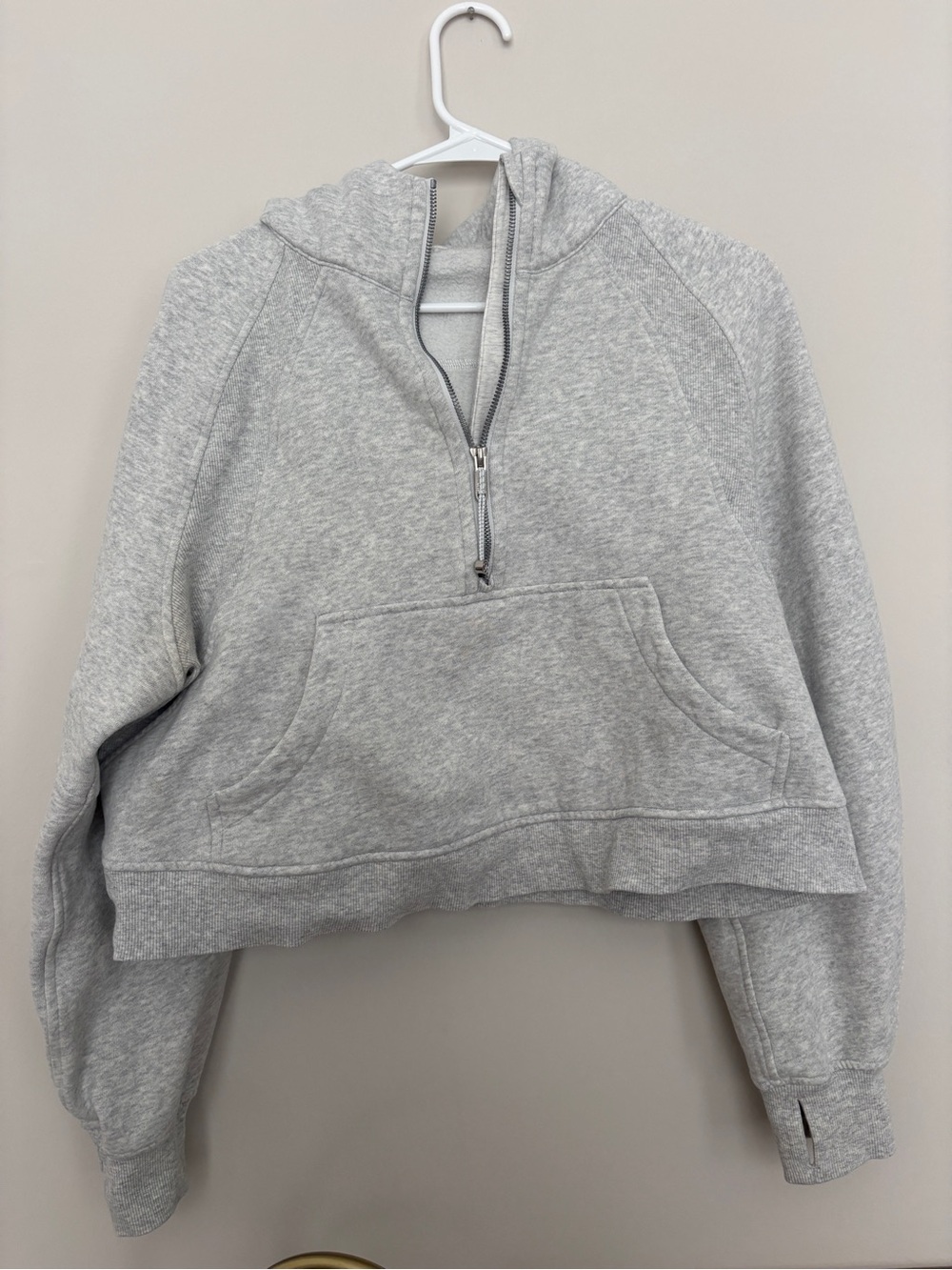 Lululemon Gray Half-Zip Hooded cropped Sweatshirt for Women